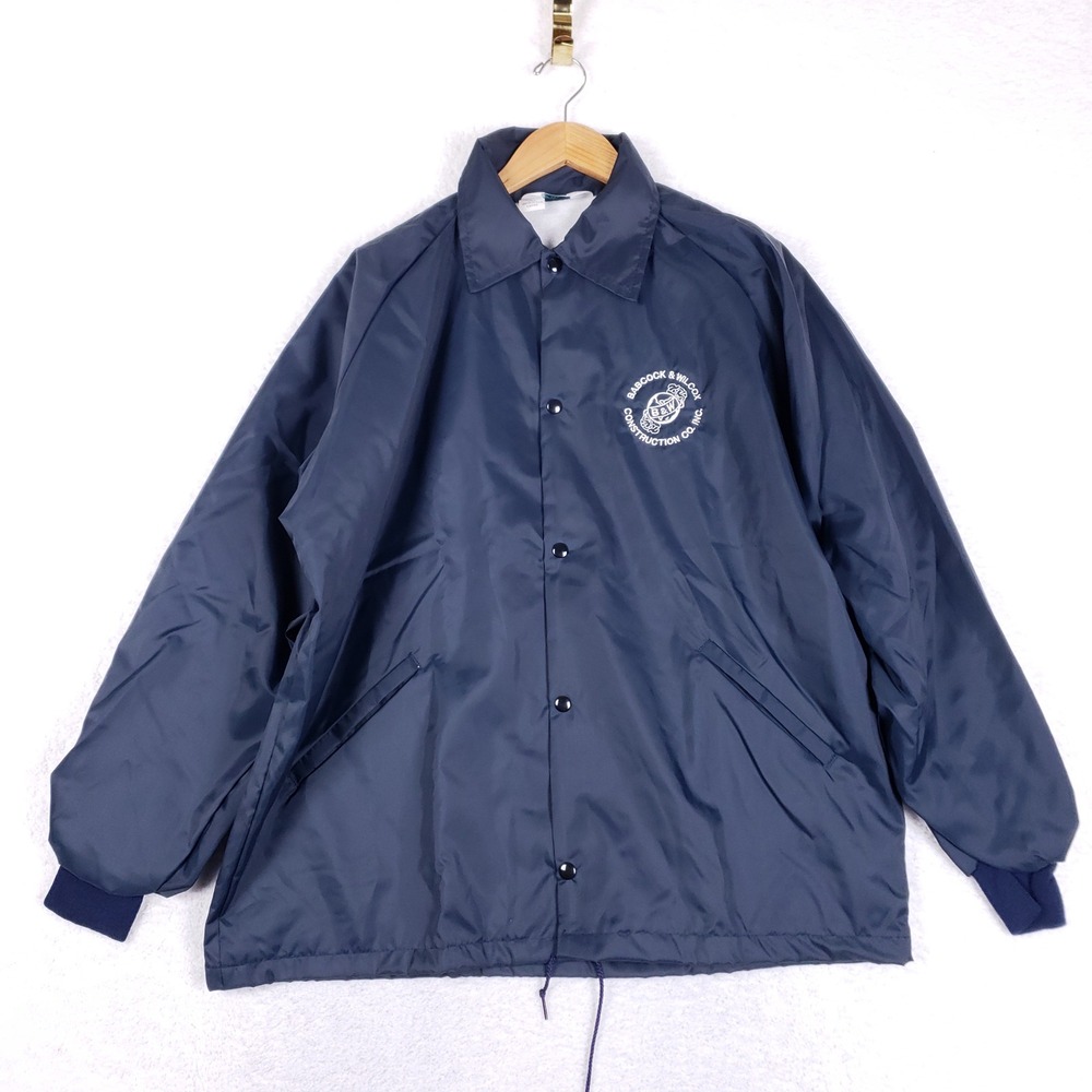 Turfer‎ Vintage Coaches Windbreaker Mens Large Navy Blue Babcock Wilcox USA